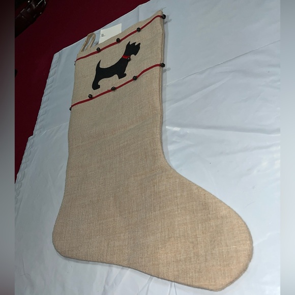 New Scottish Terrier STOCKING Scottie Tan Black Red Christmas Jute cotton BELLS - Picture 6 of 12